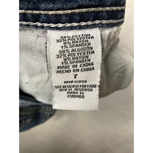 Bongo Womens Y2K Denim Distressed Jeans Low Rise Rolled Hem Embroidered Size 7 - Picture 14 of 16